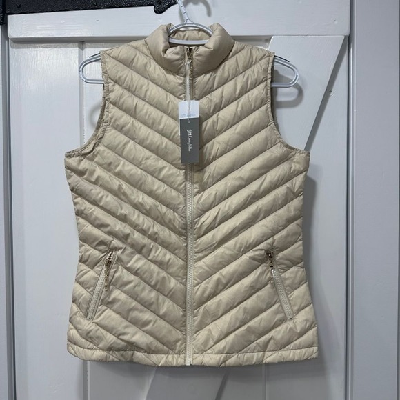 J. McLaughlin Jackets & Blazers - J McLaughlin Lumi Goose Down Feather Packable‎ Vest Small Champagne Zip NWT Puff